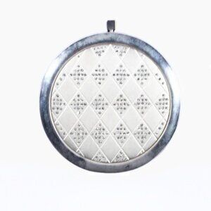 Vintage 1960s Harlequin Silver Toned Metal Compact Mirror Rhinestones